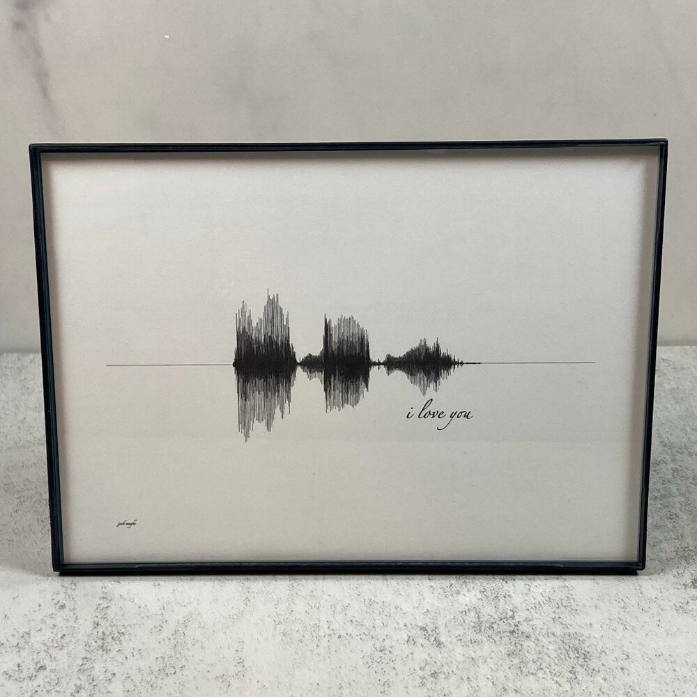 NEW I Love You Soundwave Framed Wall Art 5x7in Black White Modern Minimalist